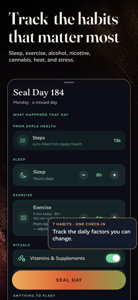 Actual FirstBorn App Store screenshot showing the daily habit check-in