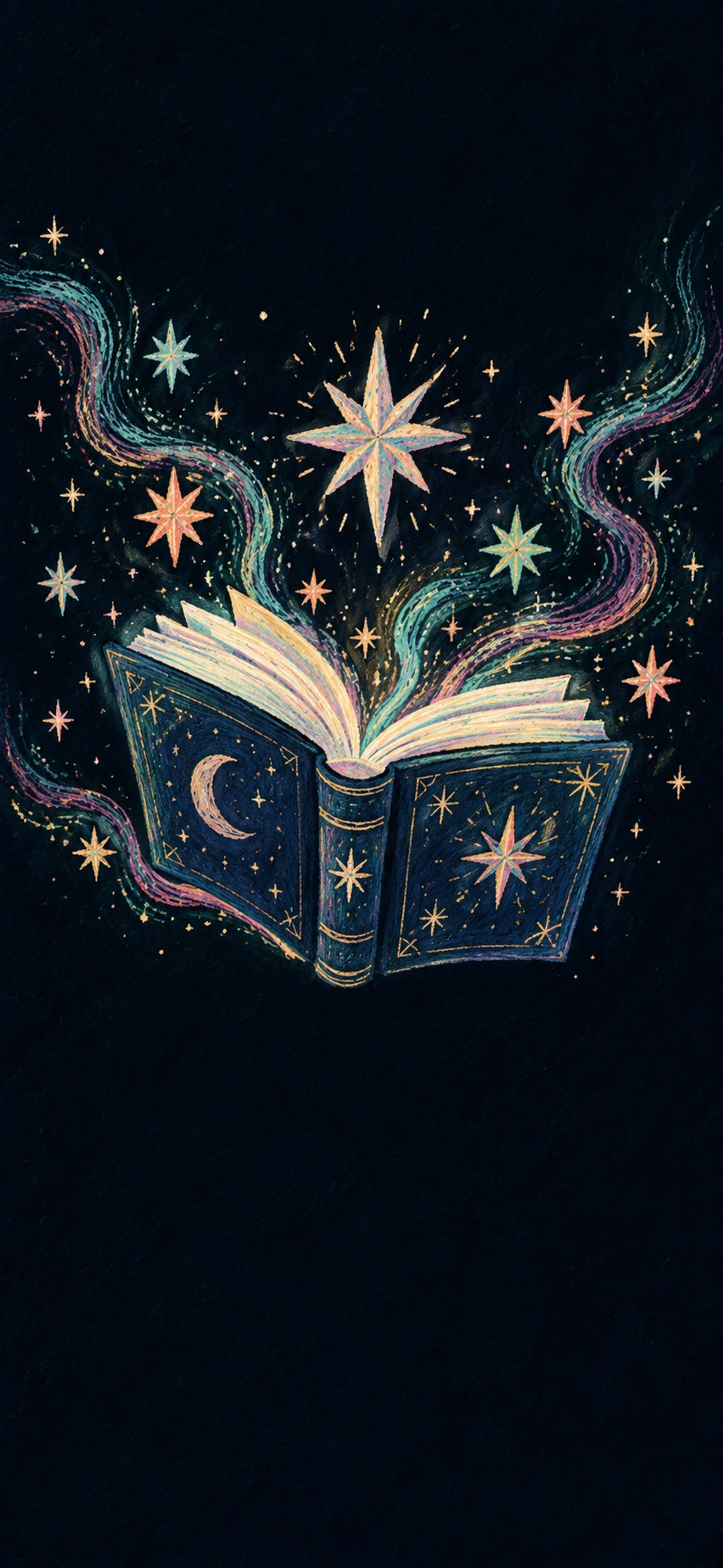 Wax-pencil celestial journal with ivory pages and hand-drawn stars